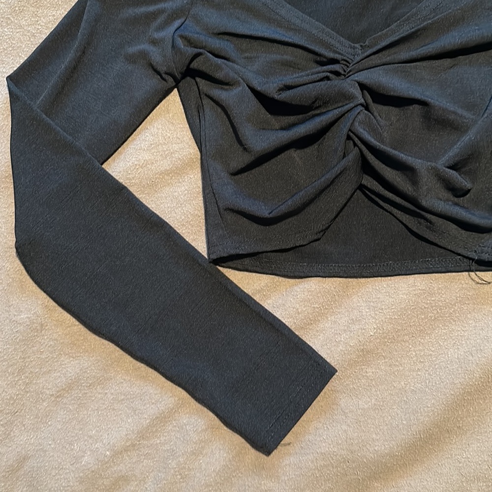 PLT off the shoulder cinched long sleeve